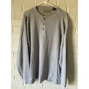 Natural Life Thermal Shirt Men's XL Gray Gray Cotton Blend Ribbed Waffle Knit